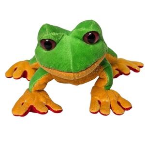 Ganz‎ Lil'Kinz Tree Frog Plush 8" Tropical Rainforest Green Yellow HS109 2007
